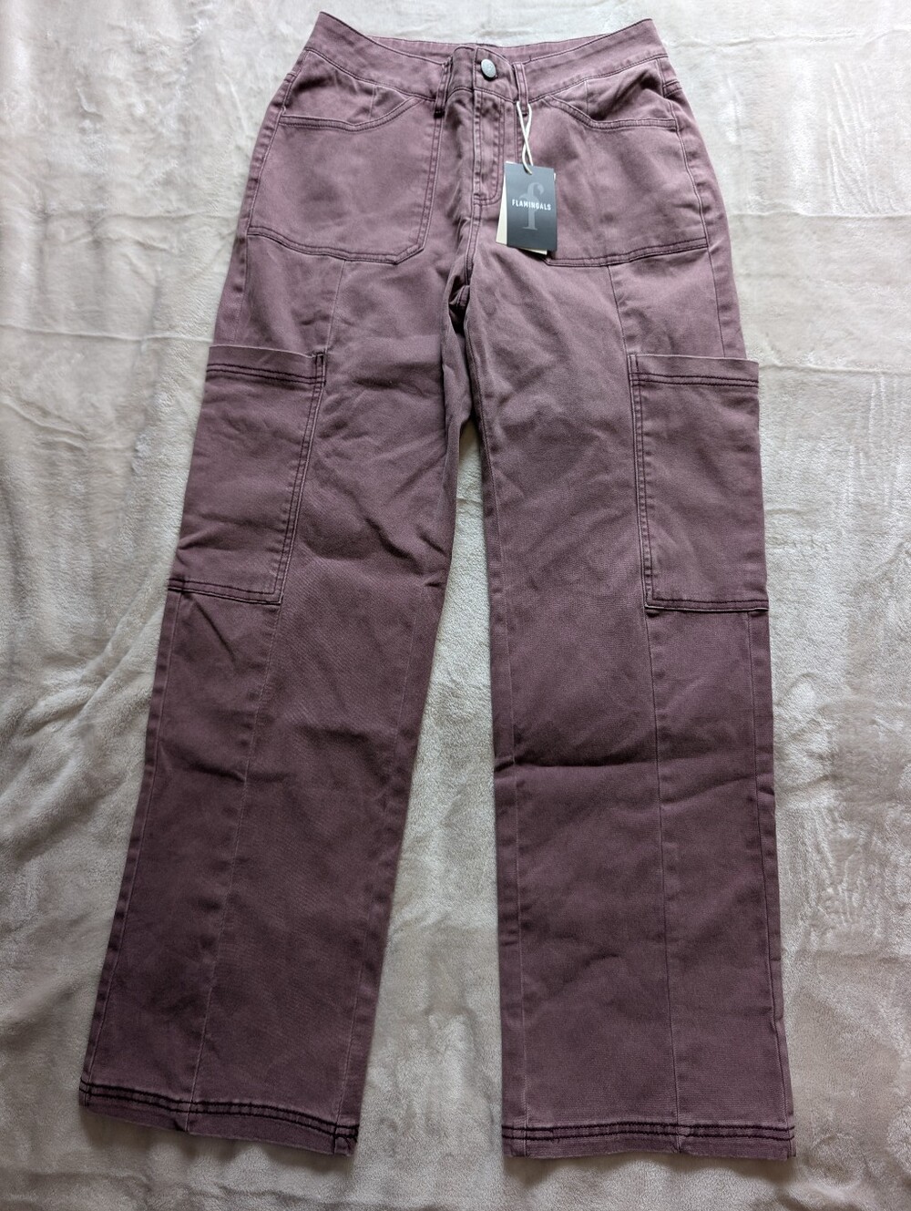 Flamingals Cargo Style Mauve Pants Women's Small NWT